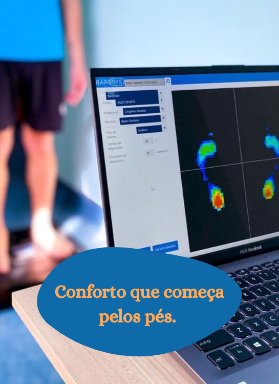 Palmilha ortopédica sob medida - mapeamento de pressão plantar com Baroscan